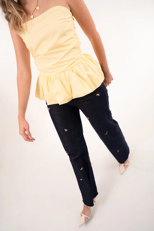 FLOWER DENIM PANTS